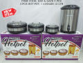 4 Pcs Dynasty Hot Pot Set Stainless Steel Inner Bowl - Glass Lid - Water Cooler 12 Litre. 