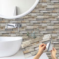 6Pcs 3D Self-Adhesive Wall Sticker 30x15cm Oil Proof Waterproof Brick Stone Imitation Brick Tile Stone Particle Wallpaper Decals. 
