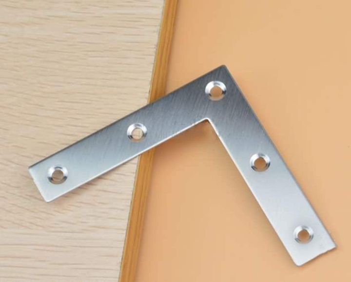 3x3" inch FLAT L Shaped CORNER BRACKET 90 degree Angled Stainless Steel Brace for Repairing Wood Furniture, Connector for Wood Shelf Cabinet Table Chair, Pack Of 2, 4 And 10 Available.