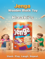 Jenga Wooden Block Toy for Kids – Fun Learning Stacking Game, Educational Wooden Blocks in Orange Bottle – Super Fun Learning Game for Kids! Hardwood Jenga Game. 