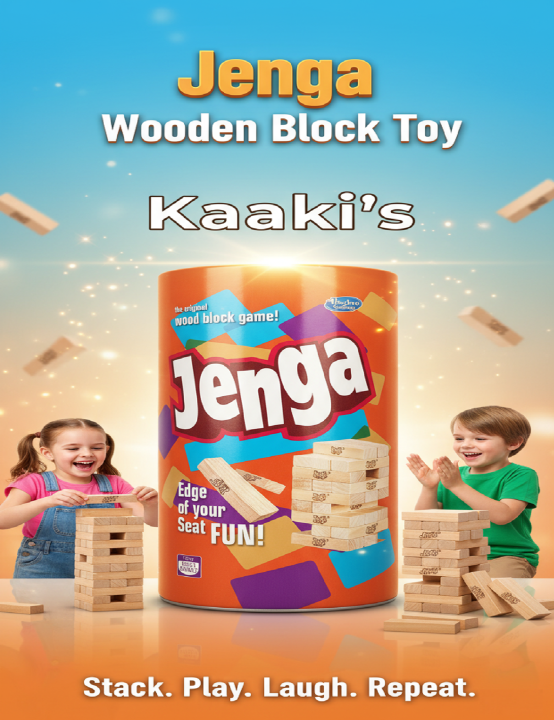 Jenga Wooden Block Toy for Kids – Fun Learning Stacking Game, Educational Wooden Blocks in Orange Bottle – Super Fun Learning Game for Kids! Hardwood Jenga Game