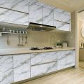 Kitchen Decoration Items Marble Sheet Wallpaper Granite Paper For Old Furniture Self Adhesive And Removable Cover Surfaces Marble Paper Peel And Stick Waterproof Decorating Items For Home - 1Roll - Black/White. 