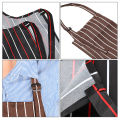 【HOT】 Adult Black Stripe Bib Cooking Apron With Pockets Cotton Home Kitchen Chef Restaurant Waiter Aprons Fashion For Cooking Baking Adjustable Apron For Man Woman. 
