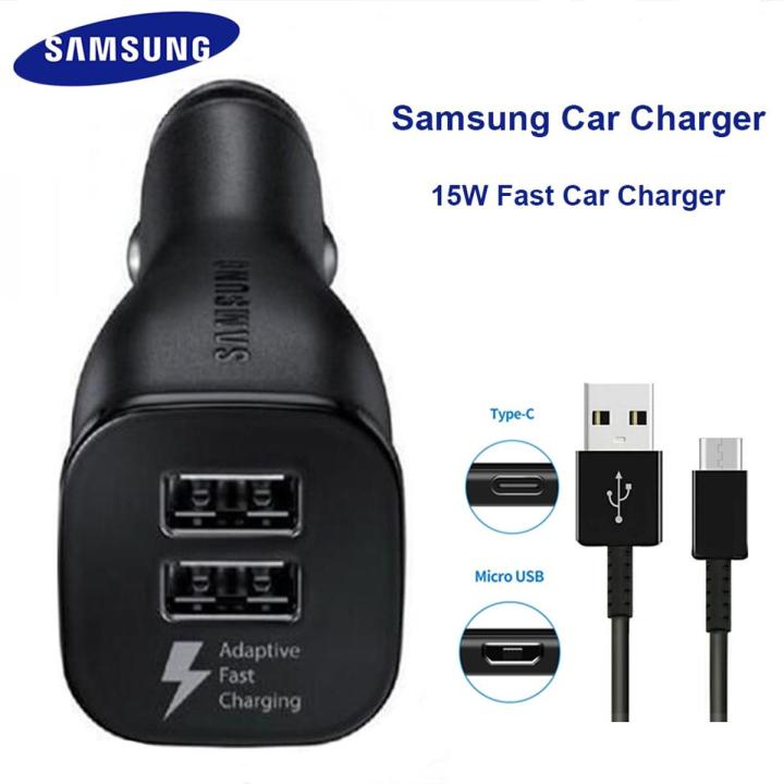 Samsung S7 Car Charger Adapter Fast Car Cigeratte Type C Micro USB Cable For Galaxy S8 S9 S10 + Note 8 9 10 A30 A50 A70 A9S