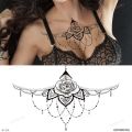 【The road to happiness Store】breast temporary tattoo large black henna y tattoos for women chest tattoo flowers jewelry lace mandala. 