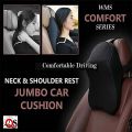 Leather Car Neck Pillow 3D Memory Foam Back Rest Lumbar Cushion - Easy to install, adjustable strap fits all car seats. 