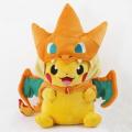 New Pokemon Pikachu With Charizard hat Plush Soft Toy Stuffed Animal Doll 9in Open Mouth. 