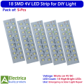 5Pcs 4V High Brightness LED Bar Light 18 SMD Strip for DIY Lantern, Emergency Light, Solar Projects & Small Battery Lamps | Energy Efficient & Long Life by Electrica. 
