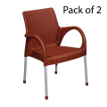Boss Chair BP-682 STEEL PLASTIC RATTAN CHAIR WITH ARMS (Pack Of 2). 