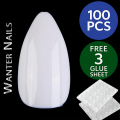 WANTER 100pcs Almond Shape Fake Nails For Girls, With 3 Free Nails Glues Sheets Stickers, Artificial Nails, False Nails For Girls Beautiful Fancy Nails With Nail Glue, Temporary Nails Acrylic Nails Kit 100pcs Set Transparent & Natural. 