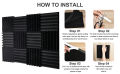 Acoustic Foam Panels Fireproof Sound Absorbing Panels Studio Foam Wedges for Walls 2" X 12" X 12" 12 Pack Black. 