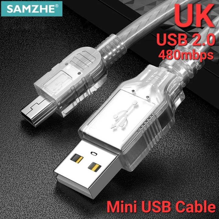 SAMZHE UK USB V3 2.0 Mini USB to USB A Sync/Charge Premium Cable for PC, Laptop, Harddisk & Camera etc. 1.5 Meters