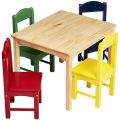 Wooden and Multicolor Kids Table Set - 4 Chairs Included | Kids Furniture for Playroom or Study Room | Durable and Safe | Perfect for Arts, Crafts, and Learning. 