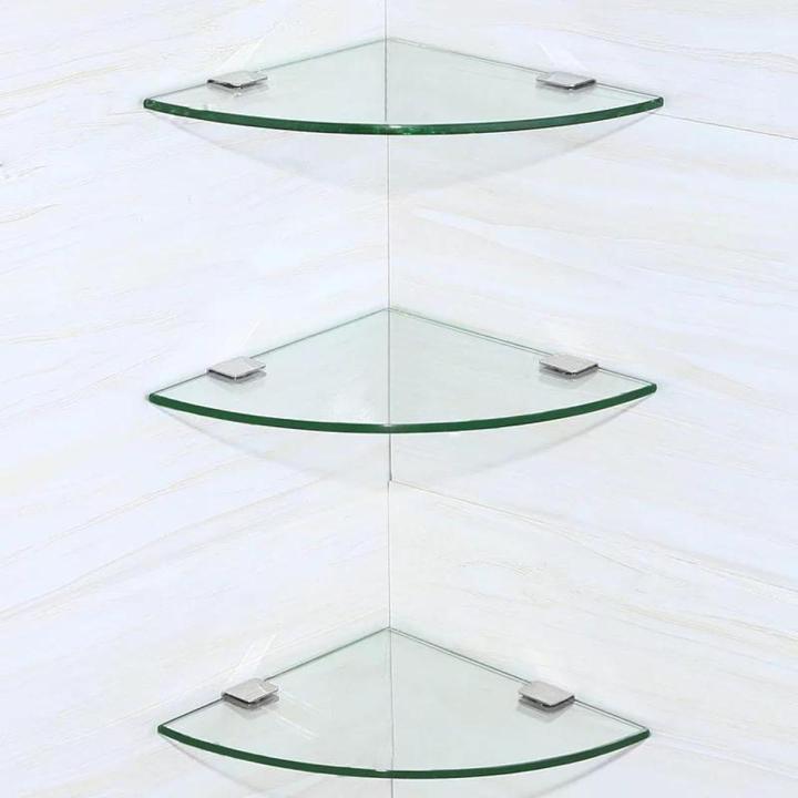 Set of 3 - Glass Corner Shelf Corner Shelve 8mm Glass 12 x12 inch Bath Decorate With Corner Shelve Rooms Shelve tempered glass
