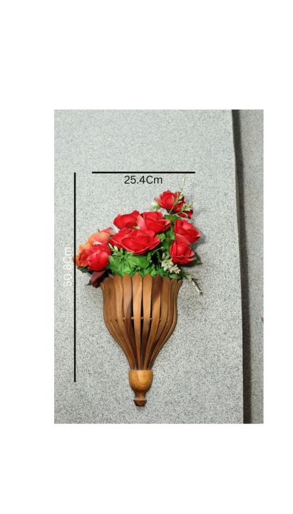 Wooden%20Wall%20Hanging%20Flower%20Vase%20Brown%20%7C%20Handcrafted%20Wooden%20Decorative%20Show%20Piece%20%7C%20Best%20of%20Artificial%20Flower%20Home%20Decor%20-%20Image%202