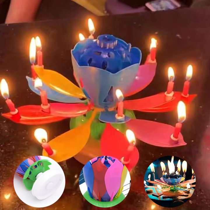 Pack of 1/3 Flower Musical Cake Candle – Cake Decor, Party, Birthday, Christmas, Marriage Anniversary Decoration