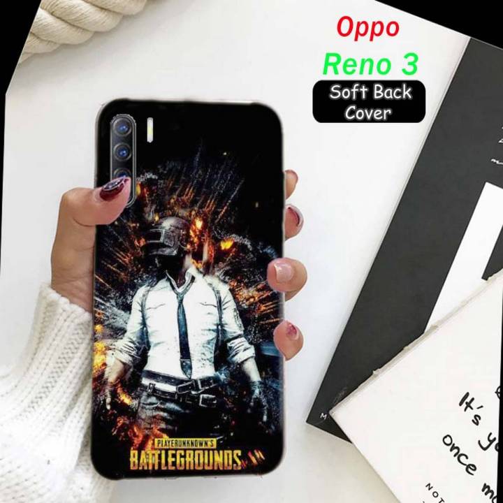 Oppo Reno 3 Mobile Back Cover - PUBG Soft Case Cover