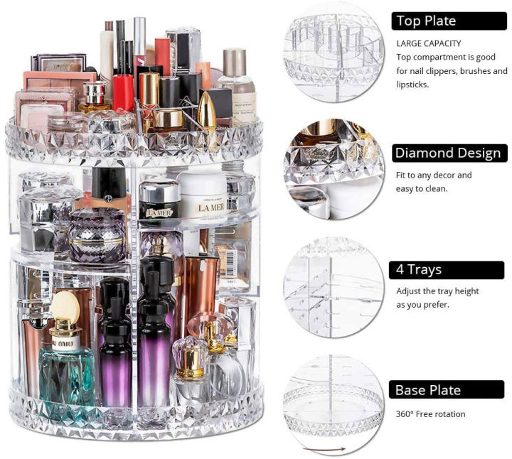 360%20Rotating%20Cosmetic%20Storage%20Box%20Transparent%20Diamond%20Make%20Up%20Organizer%20Detachable%20Diamond%20Desktop%20Dressing%20Table%20Organizer%20Set%20-%20Image%203