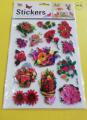 Beautiful Flowers 3D Puffy Stickers - 1 Card. 