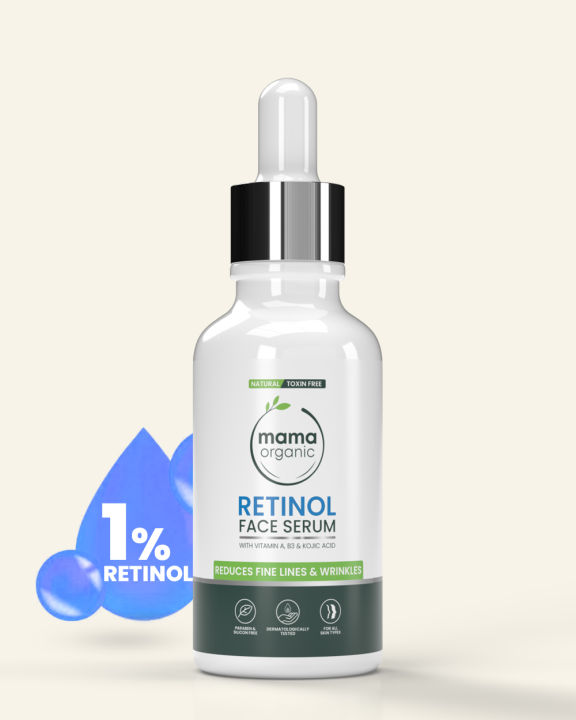 Mama Organic Retinol Face Serum For Anti-Aging & Wrinkles With Retinol, Vitamin A, & Kojic Acid - 30ml