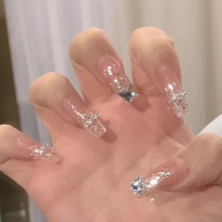 Immortal Crystal Butterfly Chain Enhancement Finished Fake Sheet, Patch Wearable Nail Sheet