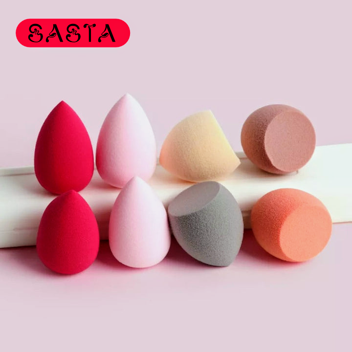 Pack of 1, 2, 6, and 12/24 makeup sponge sets, facial puffs for foundation application, and beauty blender sponges