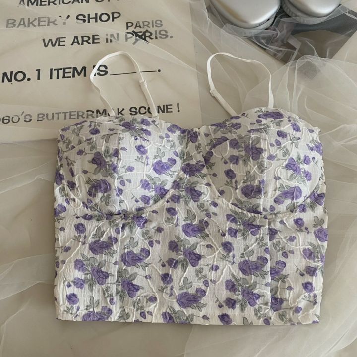 Style%20Temperament%20Sexy%20Sweet%20Floral%20Camisole%20Women's%202023%20Summer%20Slim%20Fit%20Slimming%20Short%20Top%20Fashion%20-%20Image%207