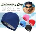 【Footprint】 Soumns Sports Free Size High Elastic Waterproof Adults/Kids Swimming Caps PU Fabric Protect Ears Swim Pool Hat. 
