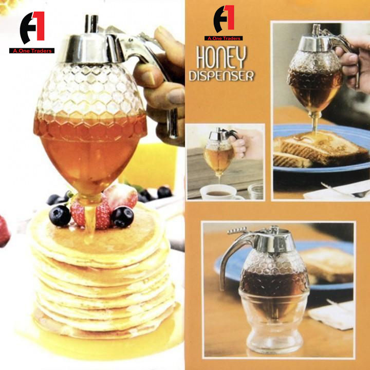 High Quality 200ML Honey Juice Syrup Dispenser Practical Acrylic Pot Jar 1 Cup Acrylic/Plastic Bee Hive with Trigger Cup a.one traders