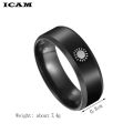 【wholesle668 Store】ICAM Black Ring Simple Style  Sun Stainless Couple Rings Girls Best Friend Jewelry. 