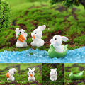 Cute Rabbit Mini Resin Bunnies Miniature Figures 3D Little White Rabbit Ornament Micro Landscape Dollhouse Decoration Diy Crafts. 