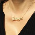 Gold Nameplate Necklace Egirl Stainless Steel Old English Font Necklace Babygirl Necklace For Sister. 