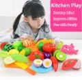 Kid Set Kitchen Pretend Play Mainan Fruit Cutting Toys Mix & Match. 