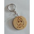 Wooden Keychain, Laser Cut, Beautiful Finish, Sad Face, Emoji. 