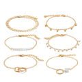 6Pcs/10Pcs set Boho Bracelet Set Women Tassels Leaves Circular Chains Bangle Jewelry. 