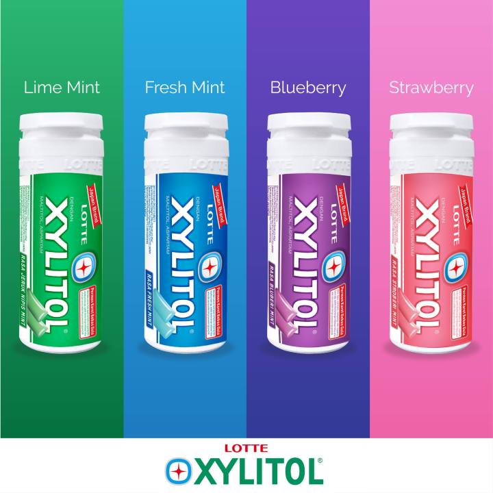 Xylitol LOTTE All 5 Flavors Sugar Free Chewing Gum Single pc each