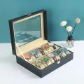 Watch Box for Men PU Leather Watch Organizer Storage Style Black Holds Up to 12 Watches. 