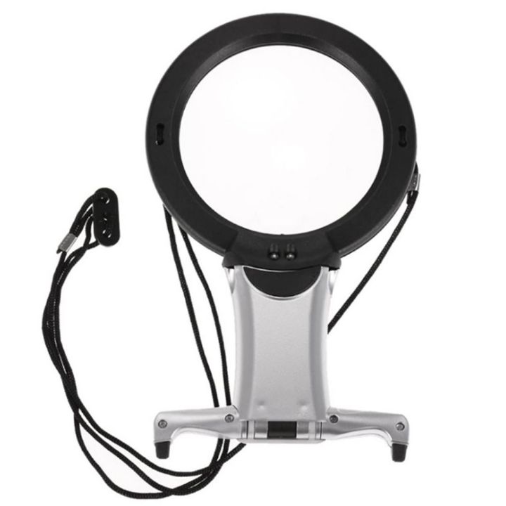 6X Led Lamp Sewing Reading Magnifying Glass Giant Magnifier Hands Free Magnifier