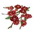 Embroidered Red Floral Applique Patch - 7 x 6 Inch (Iron-On / Sew-On). 