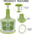 Techmanistan Multifunctional Hand Press Food Chopper with Salad Spinner Basket & Egg Mixer Tool, Hand Press Meat Mincer Vegetables Grinder Push Type Vegetable Chopper Press Down Chopper Handheld Food Press Mincer. 