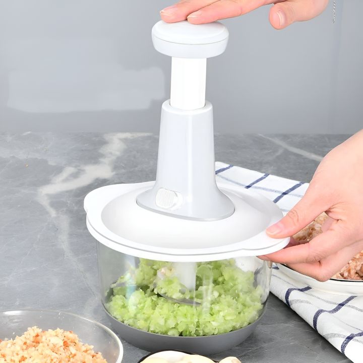 Hand Chopper | Manual Vegetable Chopper |  Food Processor | Multi-Function Hand Operated Speedy Cutter with Stainless Steel Blades | Essential Kitchen Gadget on Daraz
