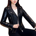 Leather Jackets Short Bomber Zipper Female Black. 