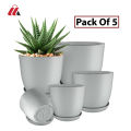 Plant Pots Indoor with Drainage - Pack of 5 Decorative Flower Pots for Indoor Plants. 