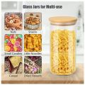 AKHPAL 12 PIECES Glass Food Storage Containers Set,  1400ML Spice Jar Set, kitchen Jars with Bamboo Airtight Lids and Labels, Clear Food Storage Containers for Pantry for Sugar, Salt.... 