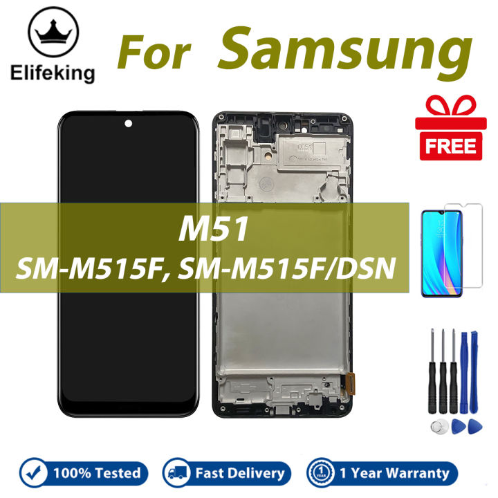 LCD Display For Samsung Galaxy M51 M515F M515F/DSN Touch Screen With Frame Digitizer Assembly Replacement Parts