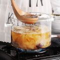 Glass Pot, Clear Glass Soup Pot, Home Cooking, Lid Included, Handle, Microwave, Open Fire, Heat Resistant, Stewing Pot. 