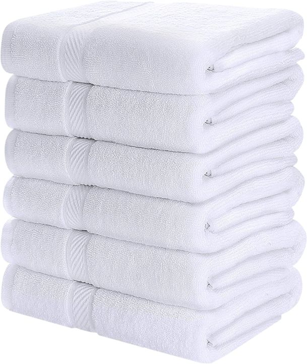 Utopia - Towels Cotton 22 x 44 Inches for Pool Spa and Gym Lightweight Highly Absorbent Quick Drying Pack of 6