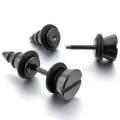 Stainless Steel Stallion Earrings Plastic Black Rubber Screw Spike Pinch Plug Charming Attractive Elegant Man. 