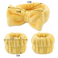 Spa Headband and Wrist Towels for Face Washing Set Elastic Bow Headbands with Highly Absorbent Wristbands for Shower Skincare. 