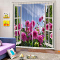 2Pcs Landscape Scenery Window Door Curtains Blinds 3D Printed Decoration. 